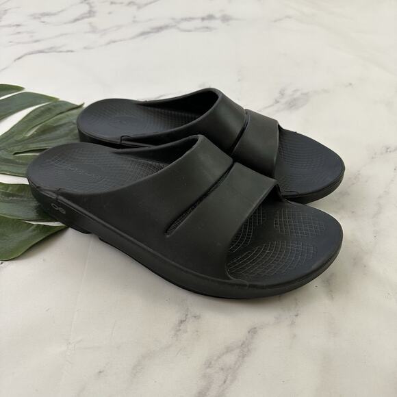 Oofos Recovery Sandals Size Mens 11 Womens 13 Black Slide Comfort Original Foam - Picture 1 of 7